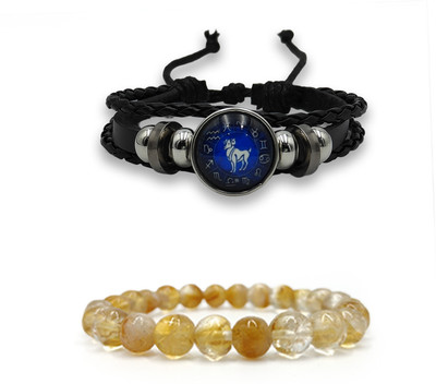 BHAGYA G Citrine Crystal Bracelet(Pack of 2)