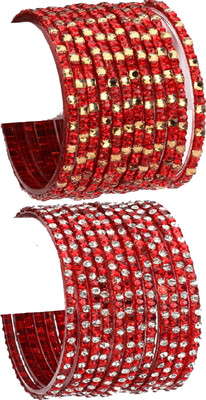 AFAST Glass Crystal Enamel Bangle Set(Pack of 10)