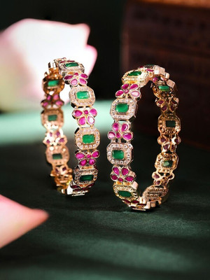 Priyaasi Brass Gold-plated Bangle(Pack of 2)