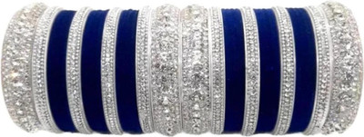 Ha Meem Metal, Plastic Zircon Silver Bangle Set(Pack of 36)