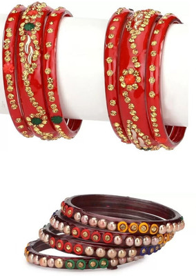 Somil Glass Enamel Bangle Set(Pack of 2)