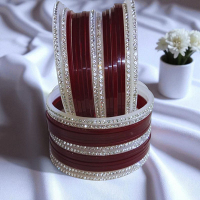 ARJUN TRADERS Plastic Cubic Zirconia, Zircon Silver Coated Bangle Set