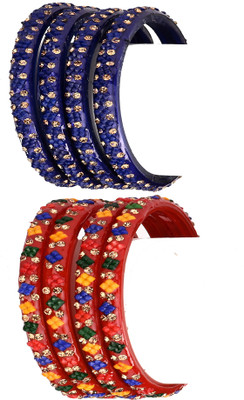 AFAST Glass Crystal Enamel Bangle Set(Pack of 8)