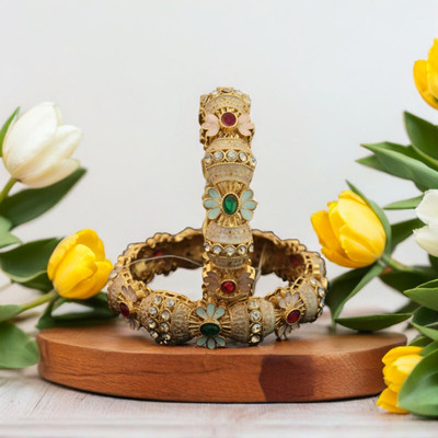 Jumka Designer Alloy Gold-plated Bangle Set(Pack of 2)