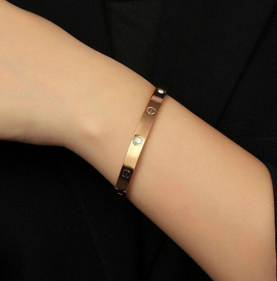 Gehna crafted with love Stainless Steel Cubic Zirconia Gold-plated Bracelet