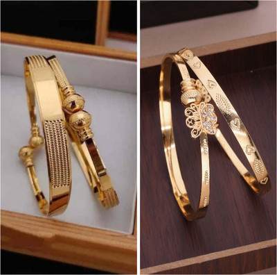 ANOUK Brass Diamond Gold-plated Bangle Set(Pack of 3)