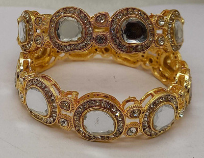 CHURA KING Alloy Crystal Gold-plated Bangle Set(Pack of 2)