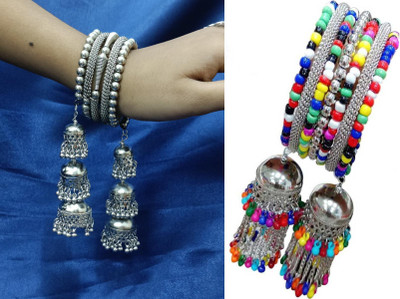 Dev Fashion Alloy Beads Sterling Silver Bracelet Set(Pack of 2)