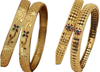 NirjaFAshion Brass Gold-plated Bracelet(Pack of 2)