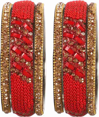 Rajwadi Alloy Crystal Gold-plated Bangle Set(Pack of 6)