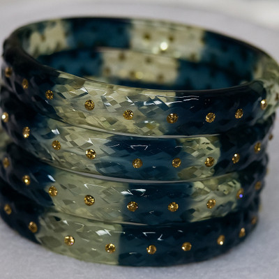HandK Traders Glass Bangle Set(Pack of 4)