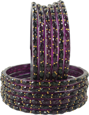 RIJB Glass Beads Bangle Set(Pack of 12)