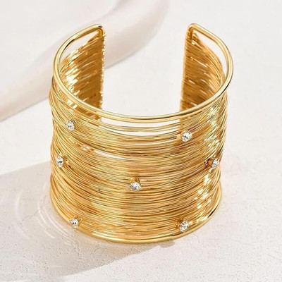 Dressberry Metal, Stone, Alloy, Stainless Steel Cubic Zirconia, Diamond, Crystal Gold-plated Bracelet