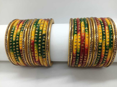 LUCKY SUHAG CHURA Stone, Lac Bangle Set(Pack of 24)