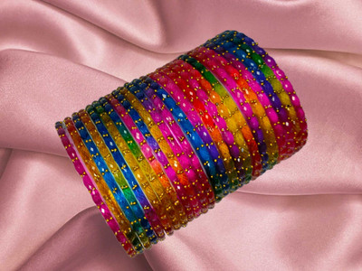 Glasswork Glass Cubic Zirconia Bangle Set(Pack of 24)