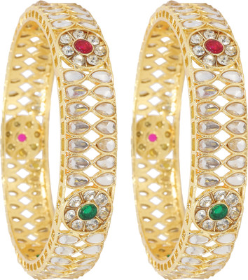 ZULKA Metal Zircon Gold-plated Kada(Pack of 2)