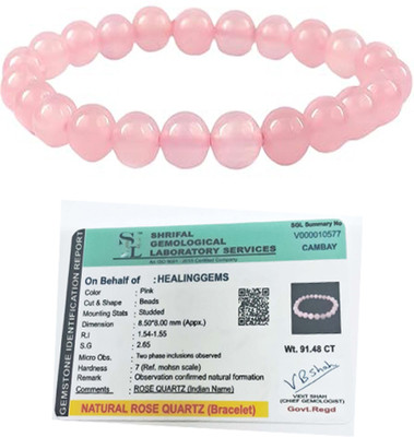 HEALINGGEMS Rose Quartz, Crystal Bracelet