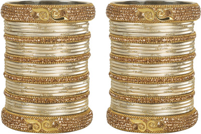 Rajwadi Metal, Alloy Cubic Zirconia Gold-plated Bangle Set(Pack of 52)