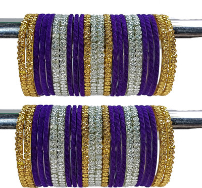 Suhagan Glass Cubic Zirconia Bangle Set(Pack of 48)