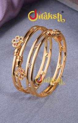jitaksh Brass Gold-plated Bangle Set(Pack of 3)