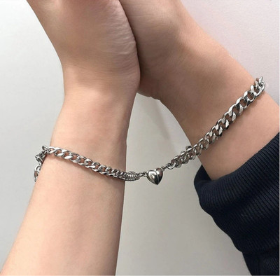 JS Enterprises Stainless Steel Silver Bracelet Set(Pack of 2)