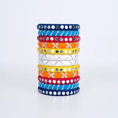 MAHADEV Plastic Moonstone Silver Coated Bangle(Pack of 10)