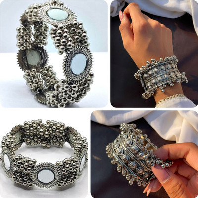 Ashir Oxidised Silver Bangle Set(Pack of 2)