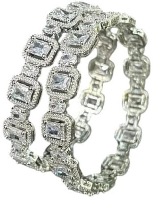 Pakheecreation Brass Silver Bangle Set(Pack of 2)
