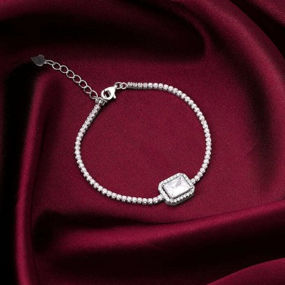 GIVA Sterling Silver Zircon Rhodium Bracelet