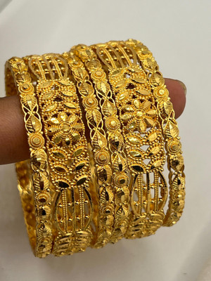 Bajrang Brass, Copper Gold-plated Bangle(Pack of 6)
