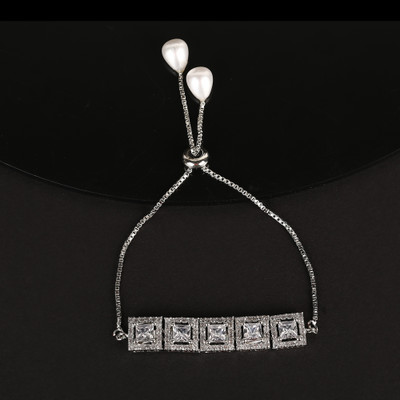 Bhagya Lakshmi Alloy Crystal Silver Bracelet