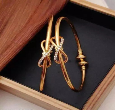 HEER HENI Alloy Cubic Zirconia Gold-plated Bangle(Pack of 2)