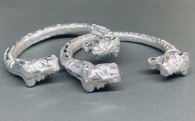 Loyalmart Alloy Silver Coated Kada(Pack of 2)