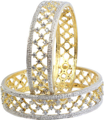 Shiv_Jewels Alloy Cubic Zirconia Gold-plated Bangle Set(Pack of 2)
