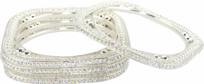 ZULKA Metal Diamond, Zircon Bangle Set(Pack of 4)