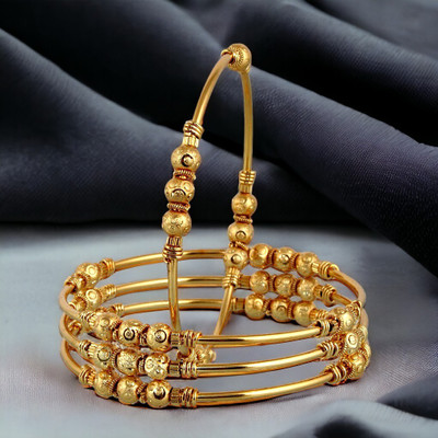 Lucky Jewellery Alloy Gold-plated Bangle Set(Pack of 4)