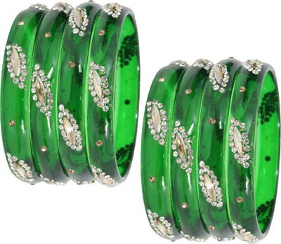 NMII Glass Zircon Bangle Set(Pack of 8)