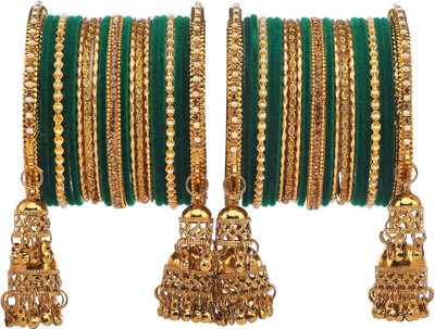 Amika Metal Zircon Gold-plated Bangle Set(Pack of 42)