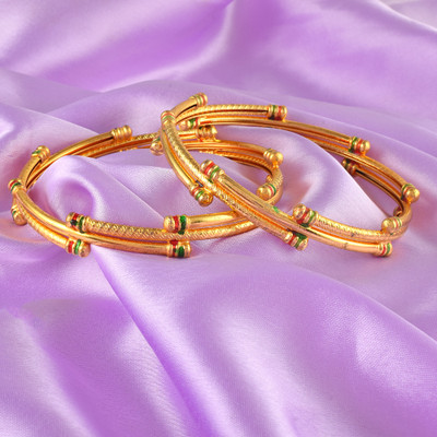 Dzinetrendz Brass Gold-plated Bangle Set(Pack of 2)