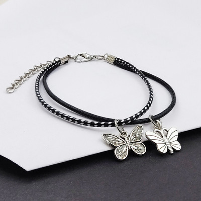 RJ IMITATION Leather Silver Charm Bracelet