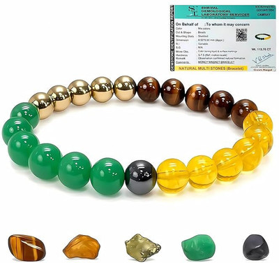 VIBESLE Green Aventurine, Golden Pyrite, Crystal, Tiger's Eye, Citrine, Clear Quartz, Green Jade Beads Bracelet