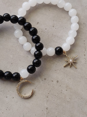 OCTAGON HUB Stone, Glass Beads, Crystal Bangle Set(Pack of 2)