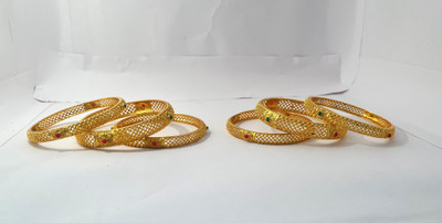 JTraditional Brass Gold-plated Bangle Set(Pack of 6)