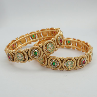 Panini Jewels Copper Gold-plated Bangle Set(Pack of 2)