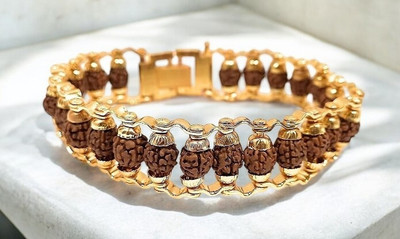 AARDWOLF Rudraksha Gold-plated Charm Bracelet