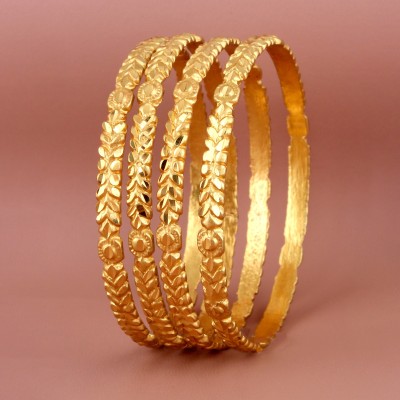 Lucky Jewellery Copper Gold-plated Bangle Set(Pack of 2)