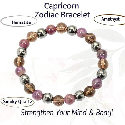 VIBESLE Stone, Amethyst Beads, Crystal Charm Bracelet