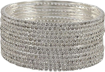 55Carat Metal Cubic Zirconia Gold-plated Bangle Set(Pack of 10)
