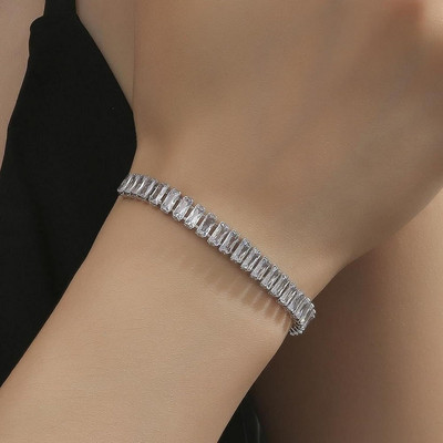 THANU'S CRAFT Metal Cubic Zirconia Silver Tennis Bracelet