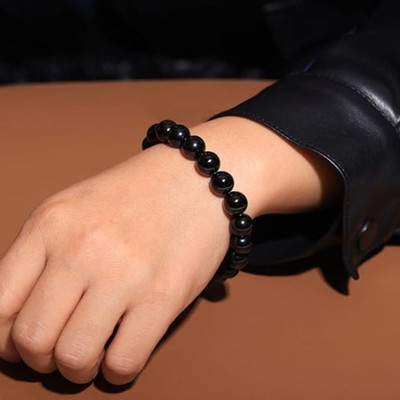 VIBESLE Crystal, Black Obsidian Beads Charm Bracelet